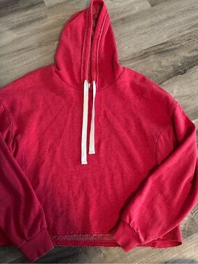 Colsie Red Cropped Hoodie with White Drawstrings